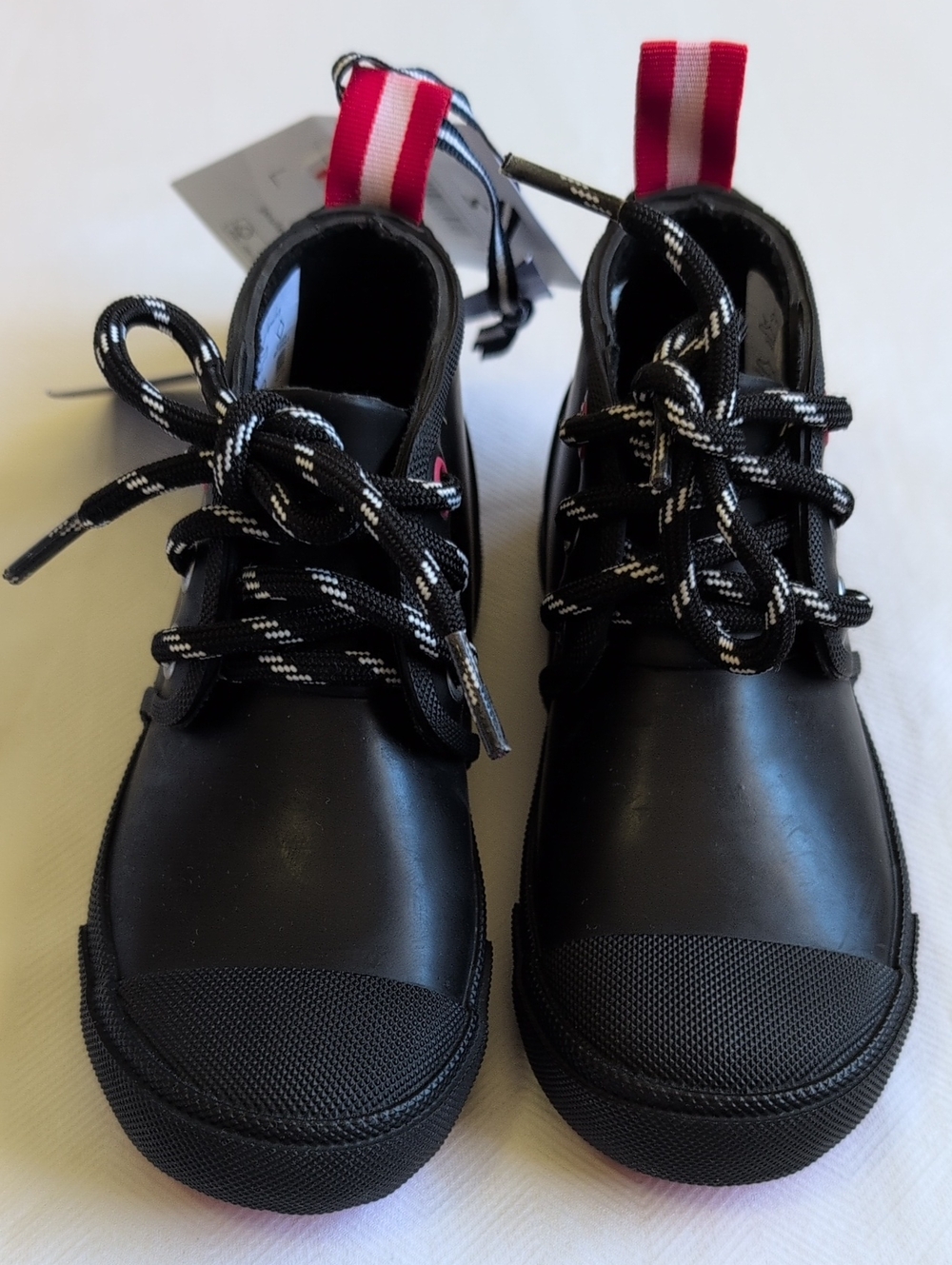 NIB Joules Kids Boys Riley Lace Up Welly Rain Boots Black US 10 / EU 27 / UK 9 - Picture 5 of 9